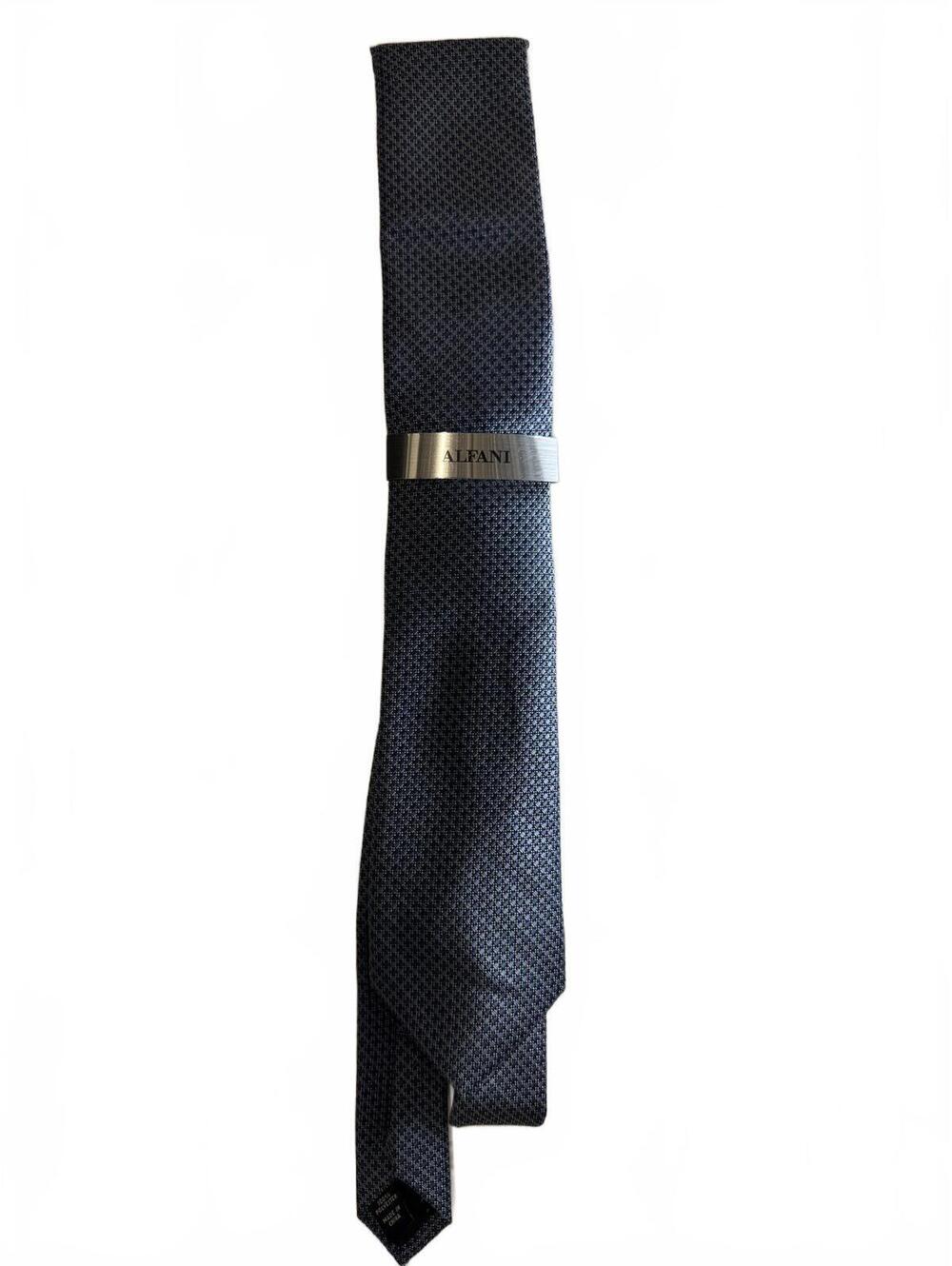 Alfani Men's Blue Patterned Silk Tie